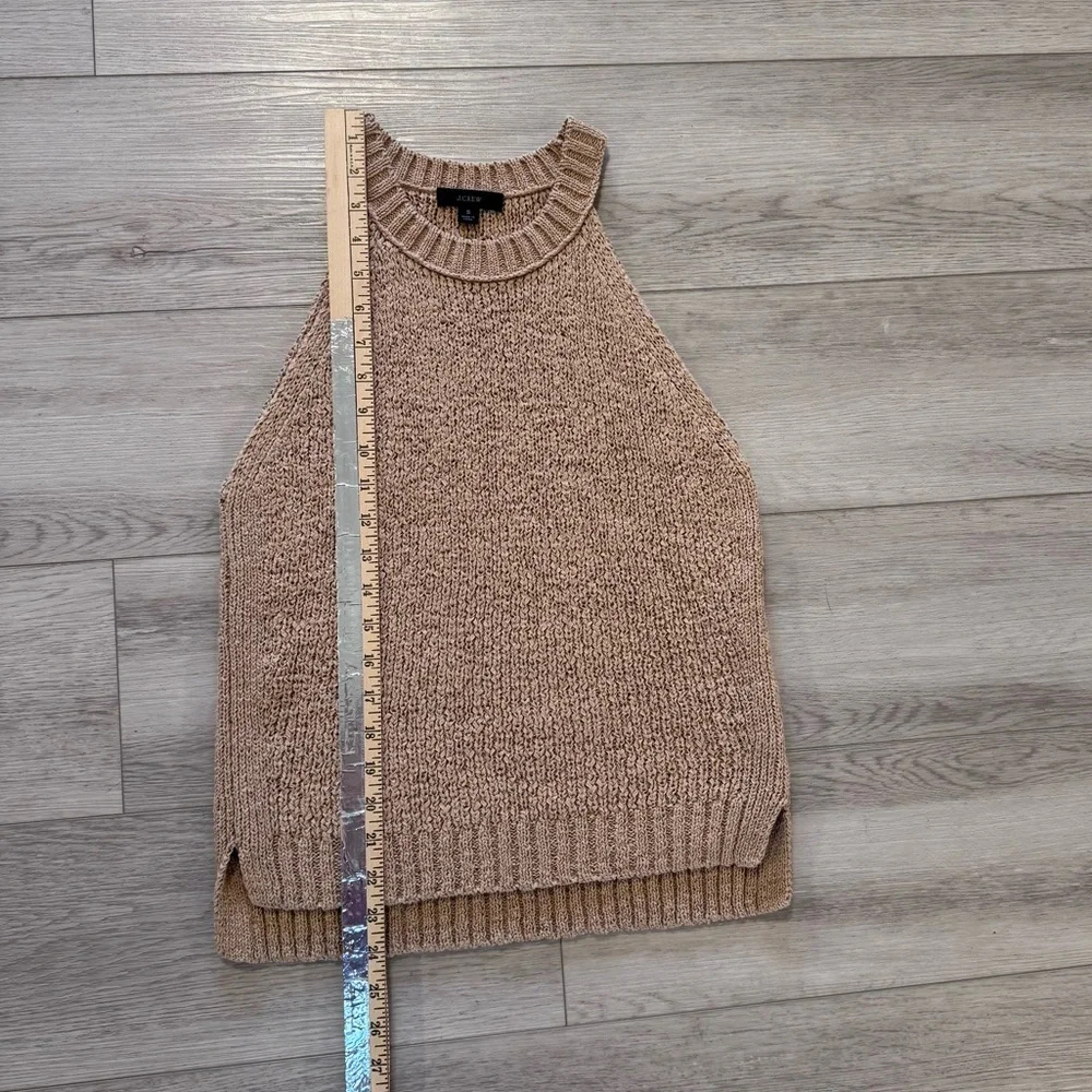 J CREW Sweater Tank Top High Neck Textured Knit Natural Tan Sz S Preppy Vacation - Picture 8 of 11